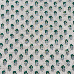Grey Handblock Foil Print Cotton Fabric PB-23761