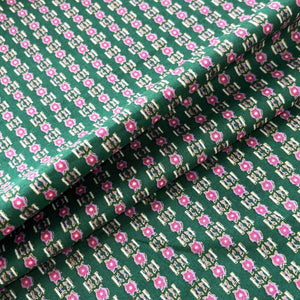 Dark Green Geometrical Print Cotton Fabric PB-23764