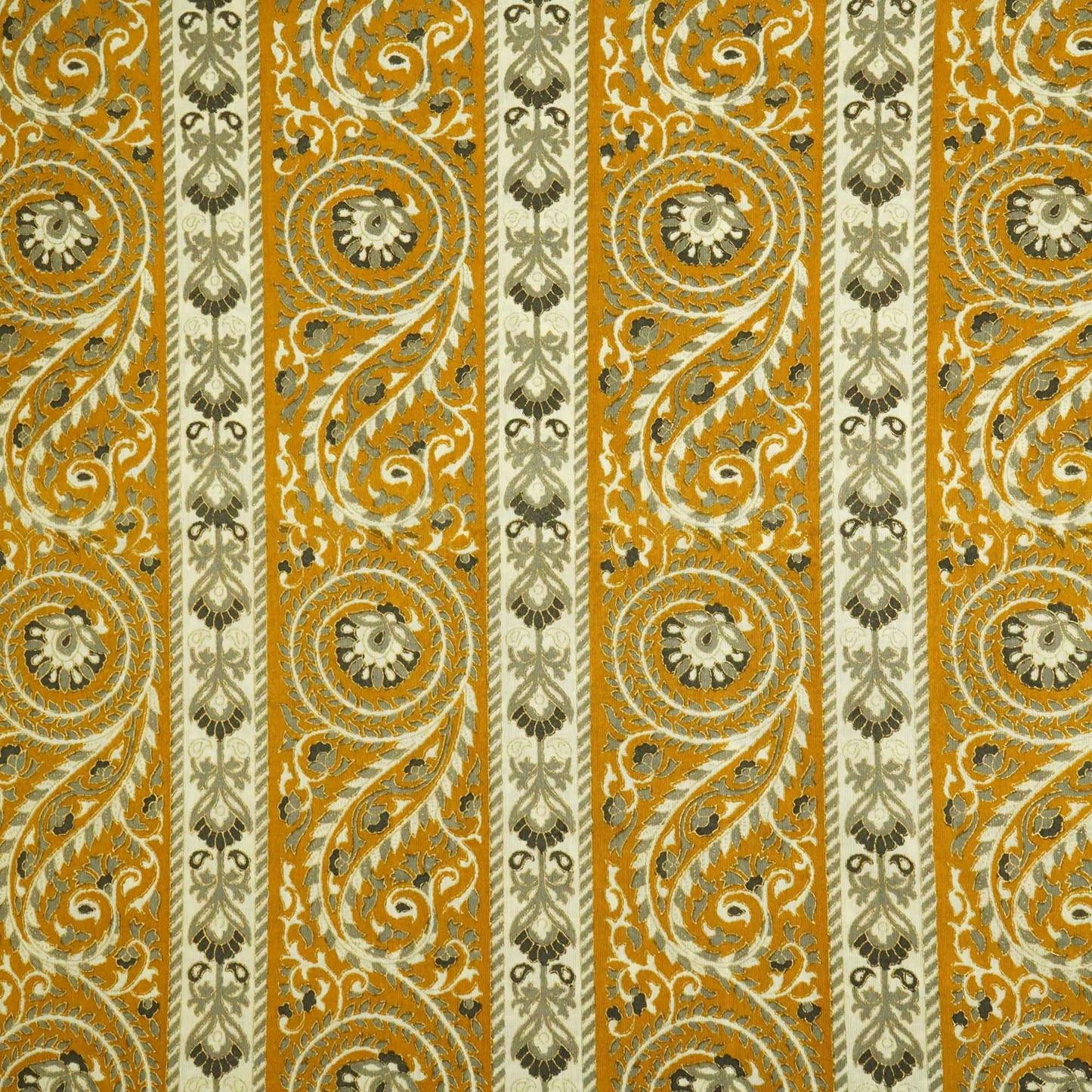 Mustard Floral Foil Print Cotton Fabric PB-23769