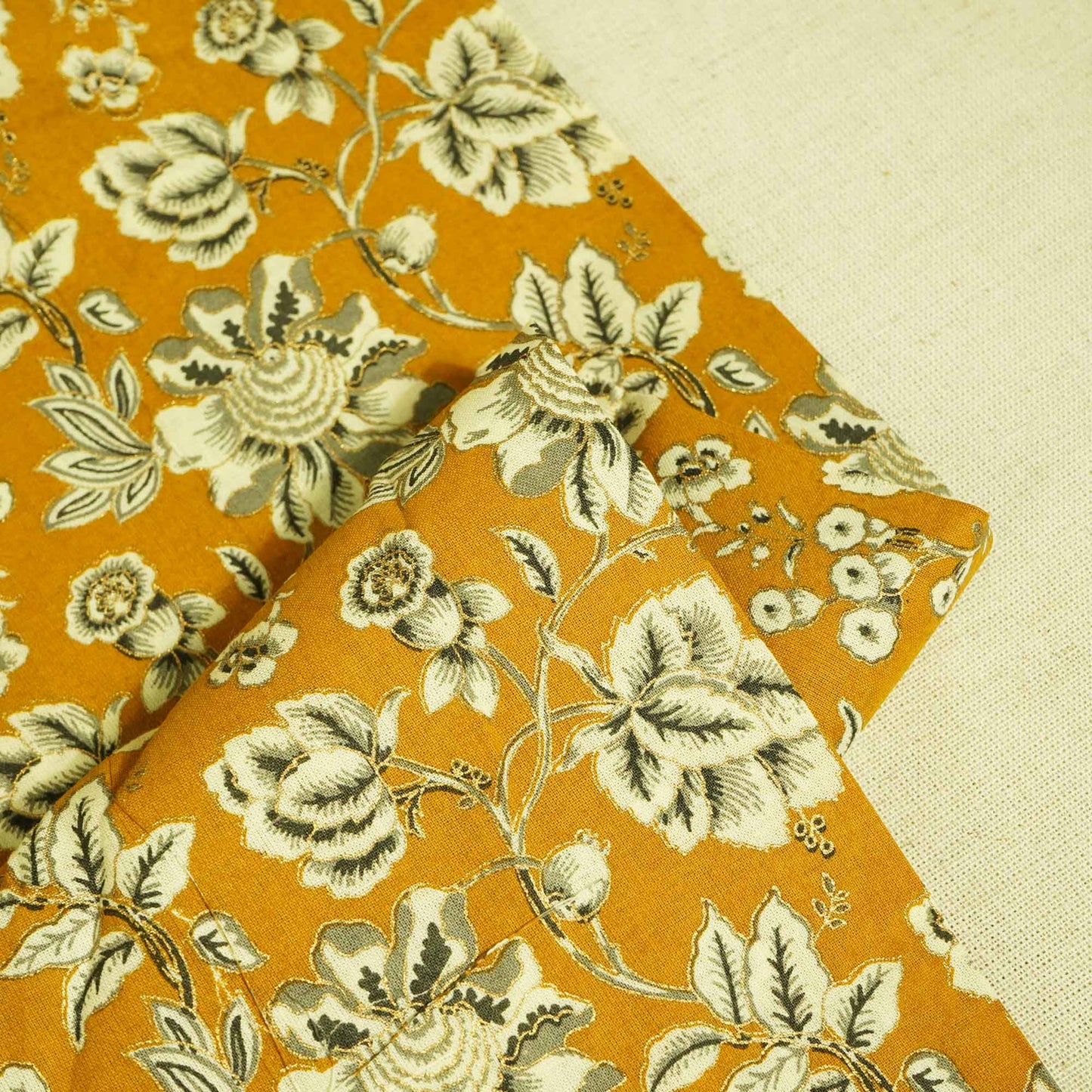Mustard Foil Print Cotton Fabric PB-23770