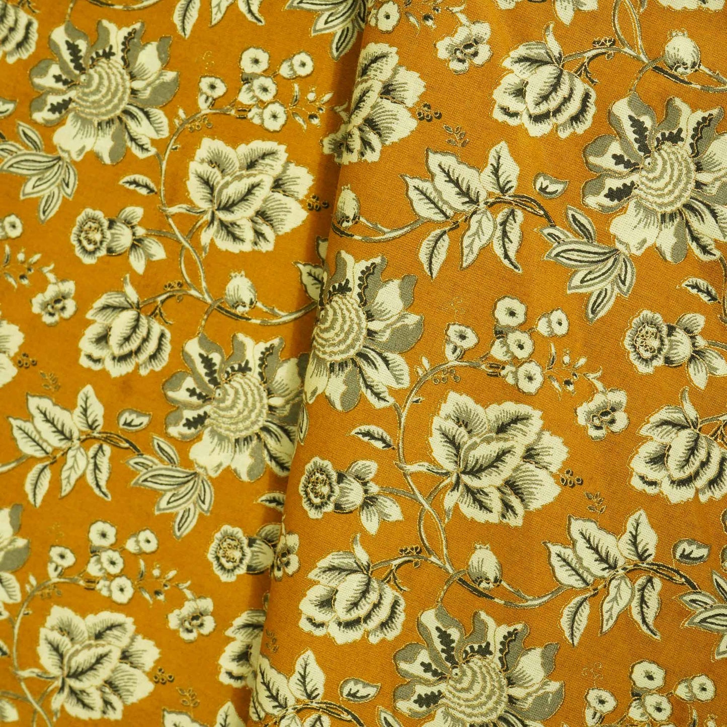 Mustard Foil Print Cotton Fabric PB-23770