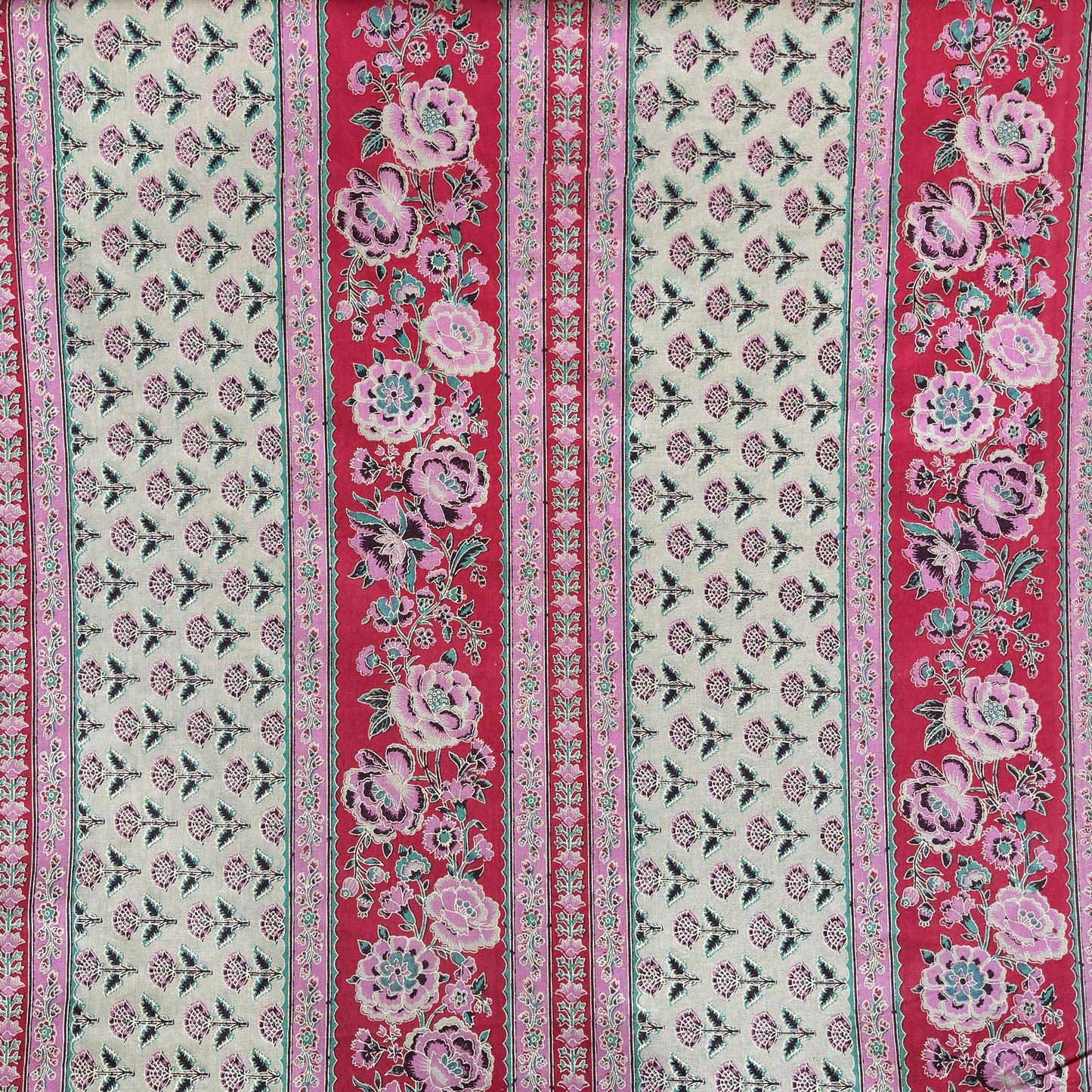 Red Floral Foil Print Cotton Fabric PB-23774