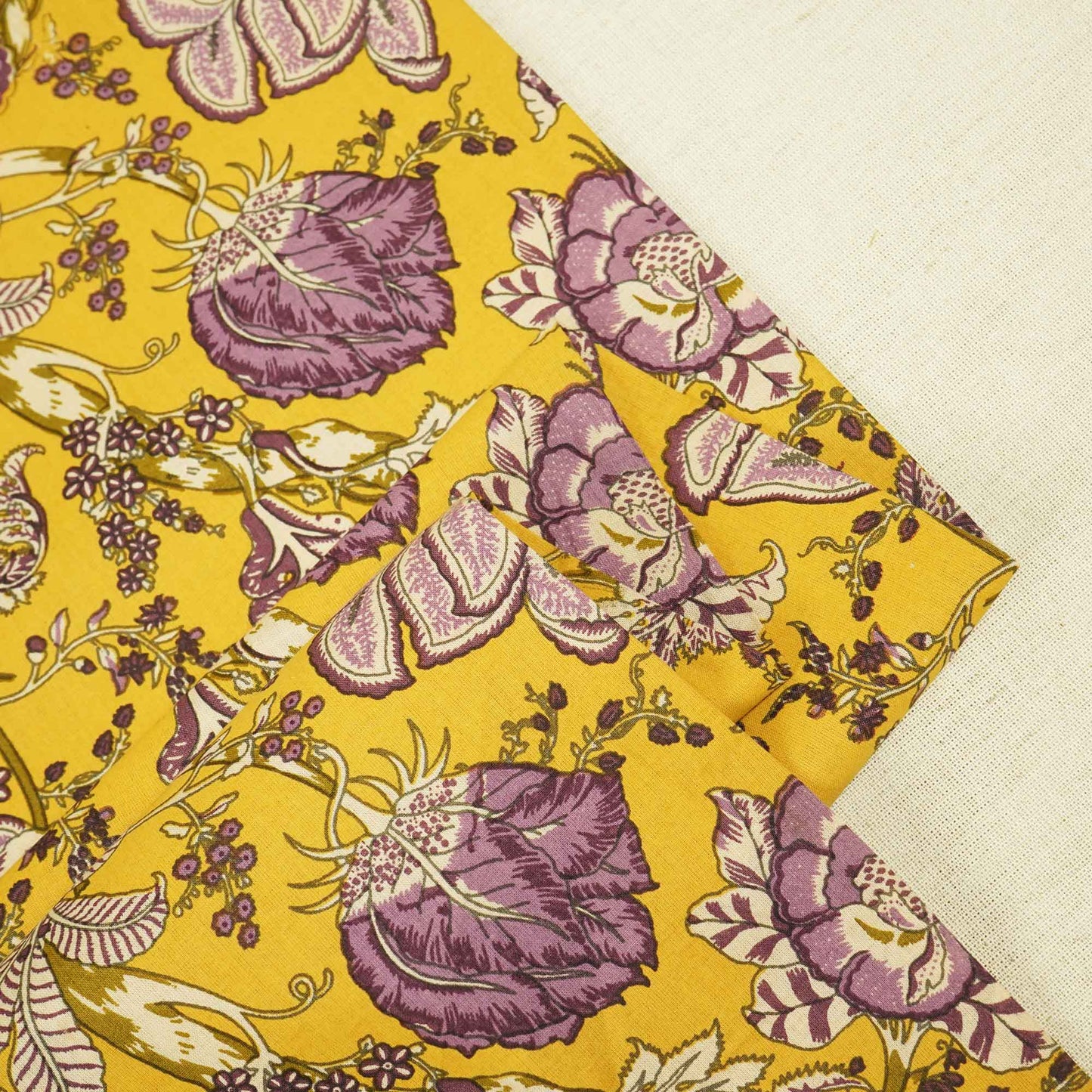 Mustard Floral Print Cotton Fabric PB-23780