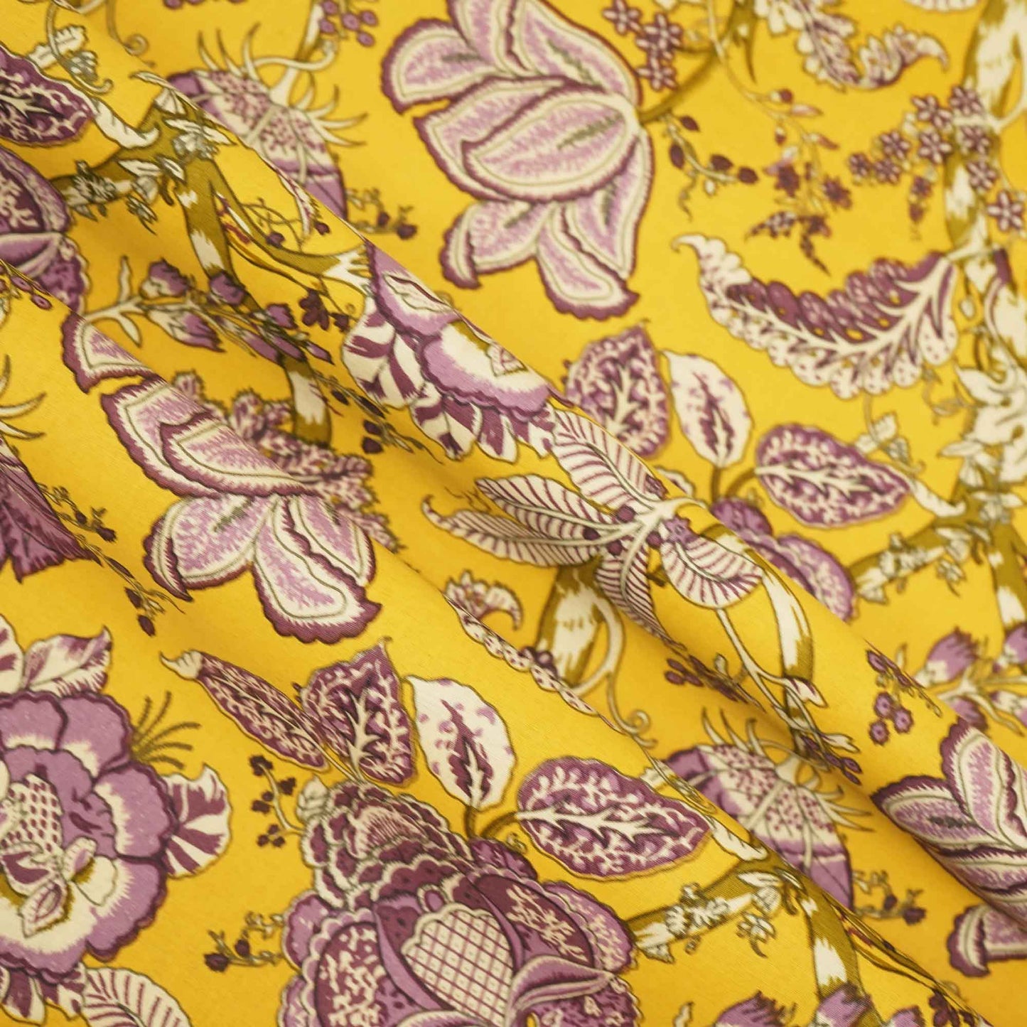 Mustard Floral Print Cotton Fabric PB-23780