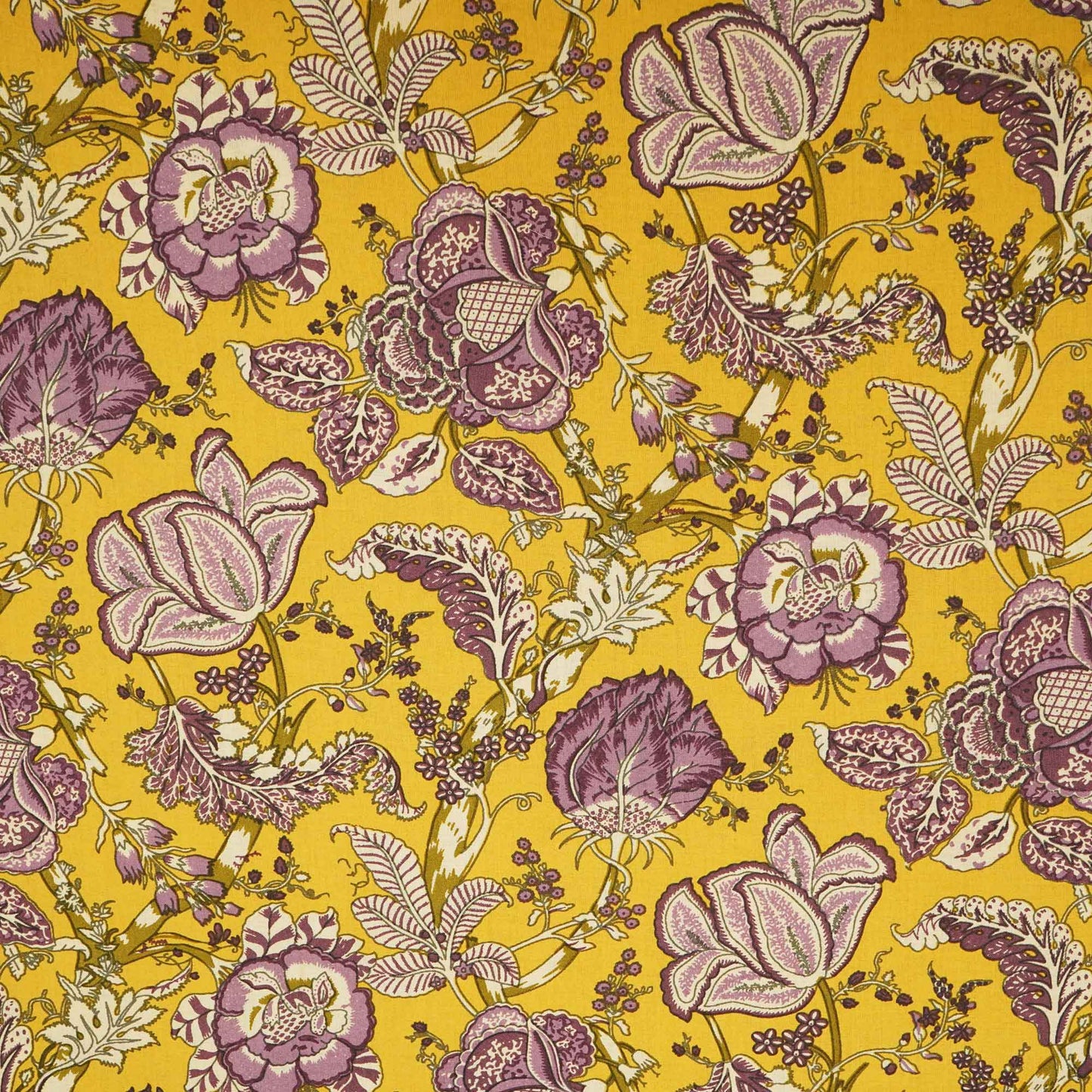 Mustard Floral Print Cotton Fabric PB-23780