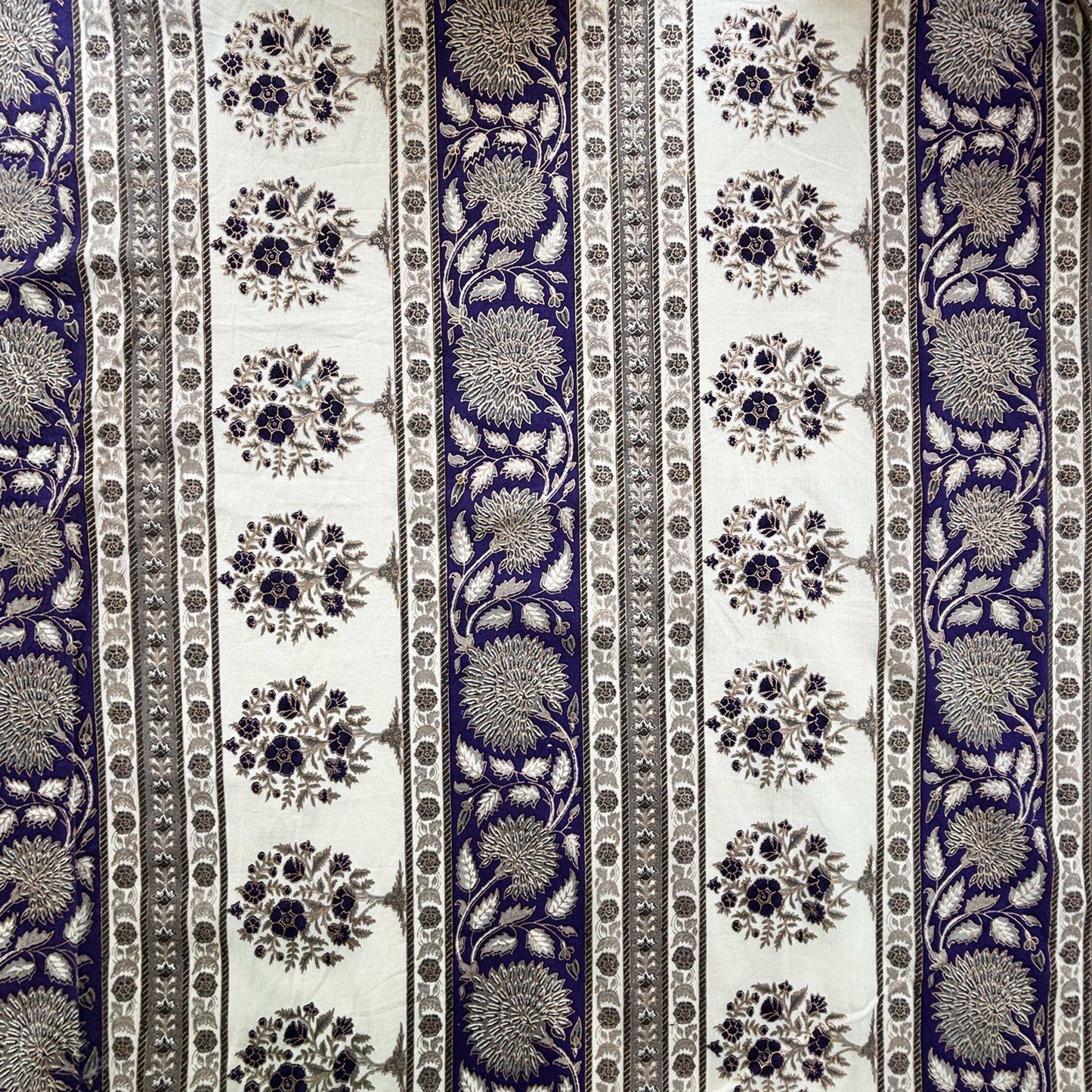 Purple Floral Foil Print Cotton Fabric PB-23782