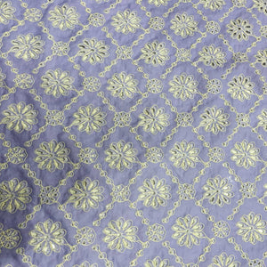 Lavender Schiffli Embroidery Cotton Fabric DVT-23814
