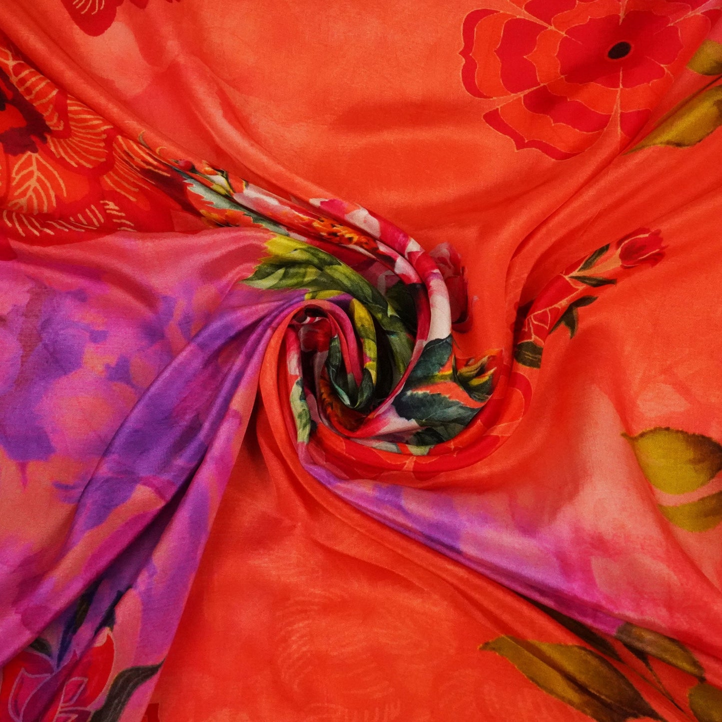 Red & Purple Floral Print Crepe Fabric MTF-23839