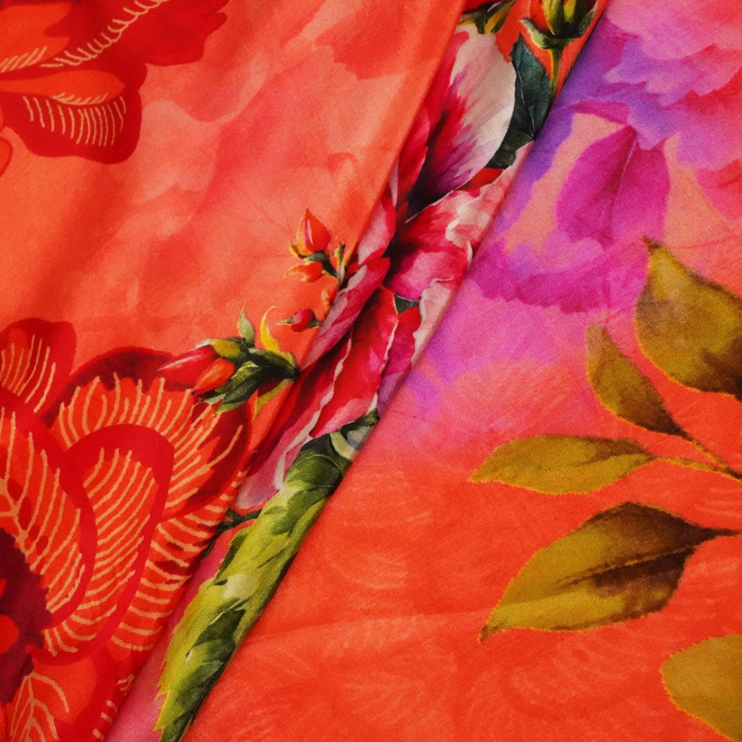 Red & Purple Floral Print Crepe Fabric MTF-23839