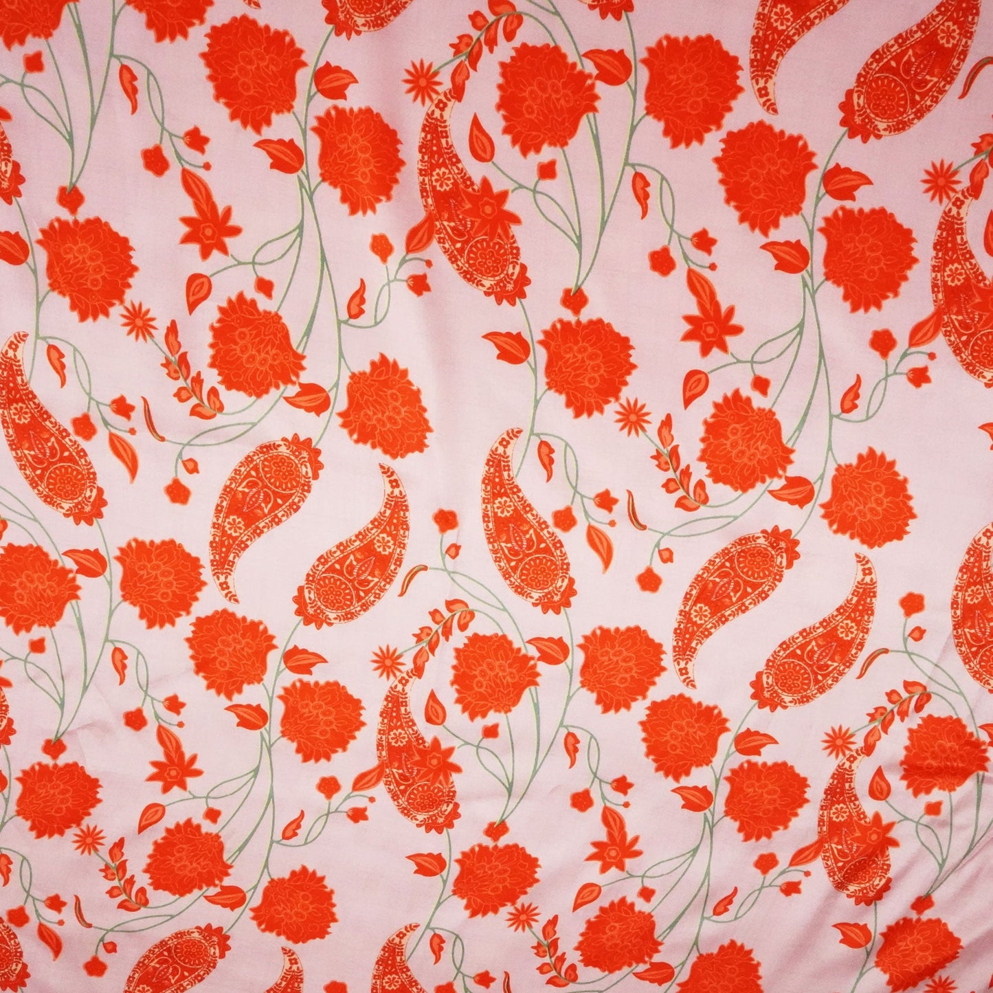 Pink & Red Paisley Print Crepe Fabric MTF-23843