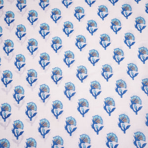 Blue Floral Print Cotton Fabric SCF-23871