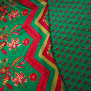 Green Floral Print Crepe Fabric MT-28239 - TradeUNO