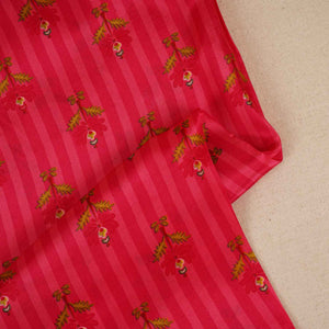 Pink Strips Floral Print Crepe Fabric MT-28242 - TradeUNO