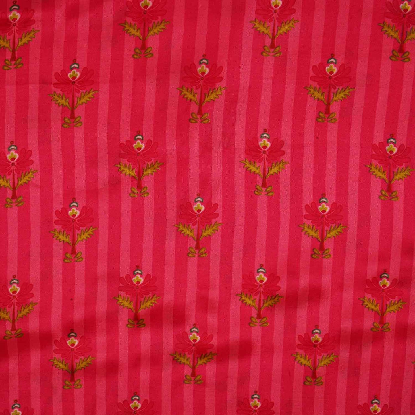 Pink Strips Floral Print Crepe Fabric MT-28242