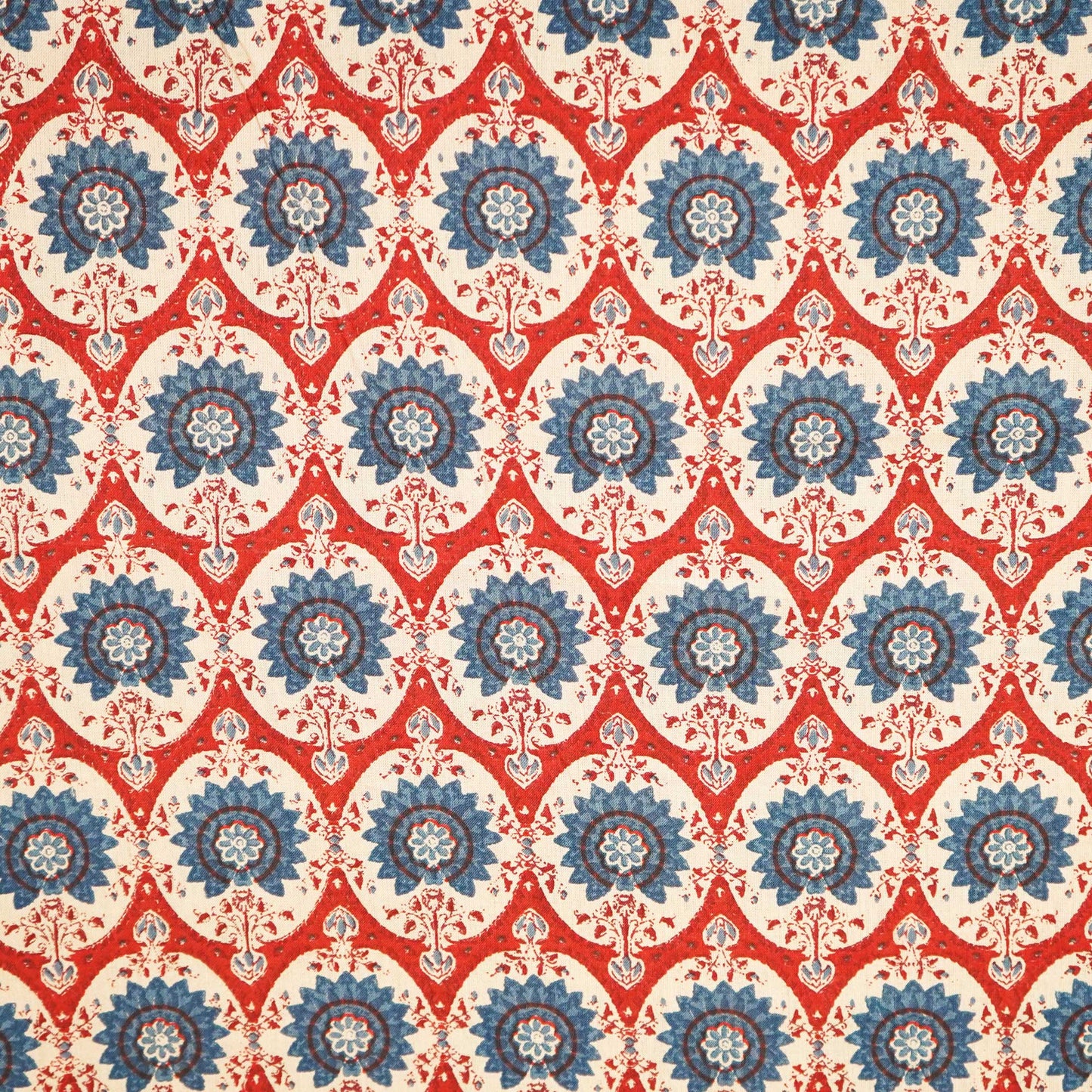 Blue & Red Ajrakh Print Cotton Fabric SCF-24204