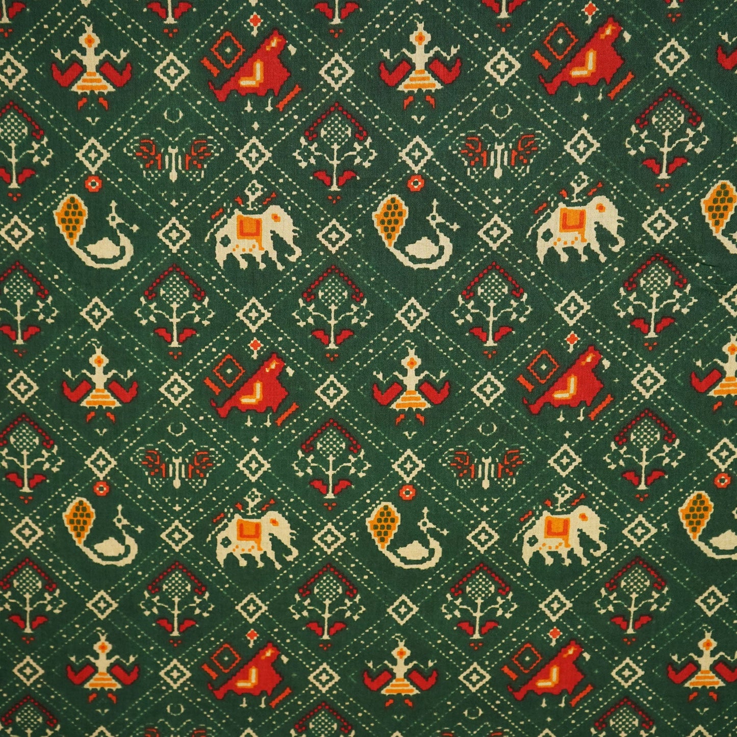 Green Patola Print Cotton Fabric SCF-24205
