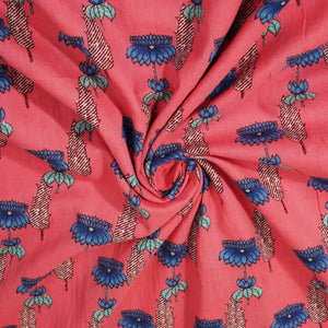 Peach Pink Bagru Print Cotton Fabric SCF-24216