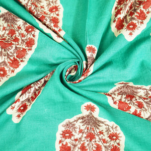 Green Handblock Print Cotton Fabric SCF-24221