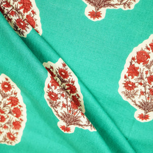 Green Handblock Print Cotton Fabric SCF-24221