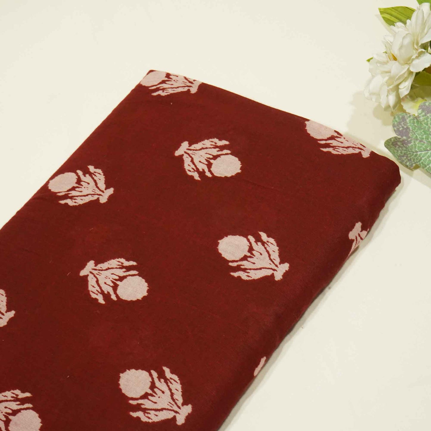 Maroon Bagru Print Cotton Fabric SCF-24241
