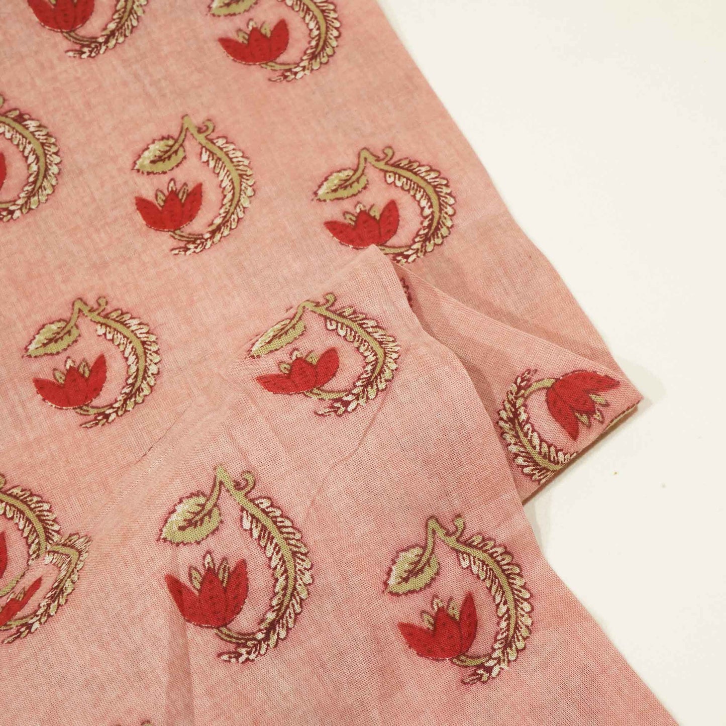 Peach Bagru Print Cotton Fabric SCF-24248