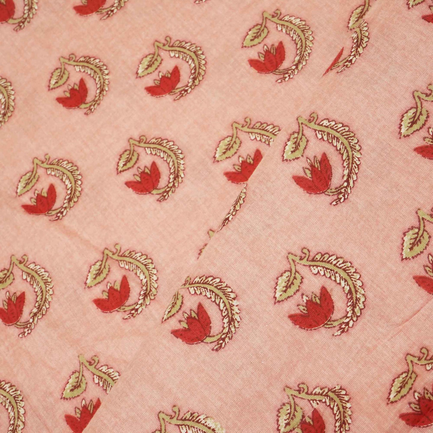 Peach Bagru Print Cotton Fabric SCF-24248