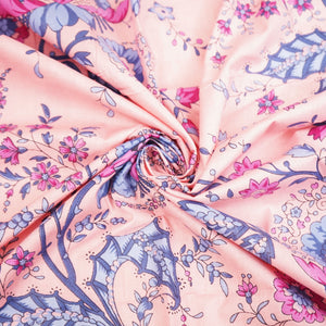 Peach Floral Print Cotton Fabric HP-24249