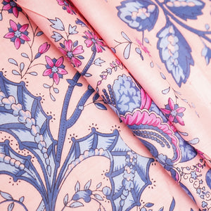 Peach Floral Print Cotton Fabric HP-24249
