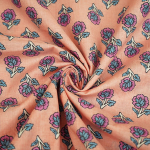 Peach Handblock Print Cotton Fabric HP-24250