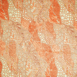 Orange Floral Foil Print Cotton Fabric HP-24254