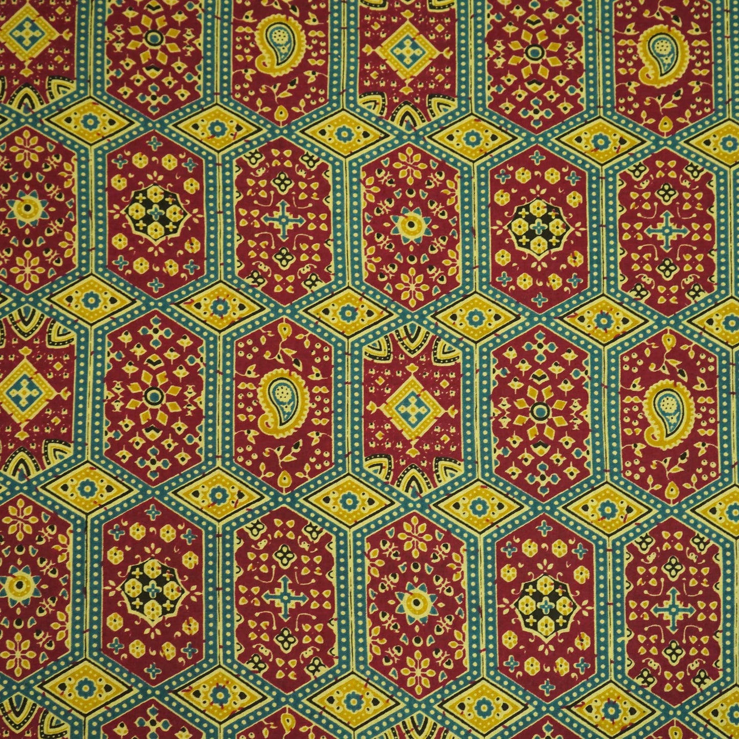 Maroon Ajrakh Print Cotton Fabric HP-24256