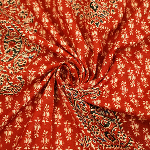 Brick Red Handblock Print Cotton Fabric HP-24268