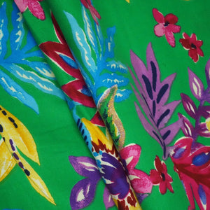 Green Floral Print Rayon Fabric LSF-24295