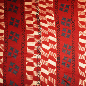 Red Abstract Ajrakh Print Modal Satin Fabric ASK-24319
