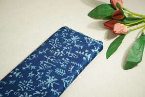 Blue Abstract Ajrakh Print Modal Satin Fabric ASK-24345