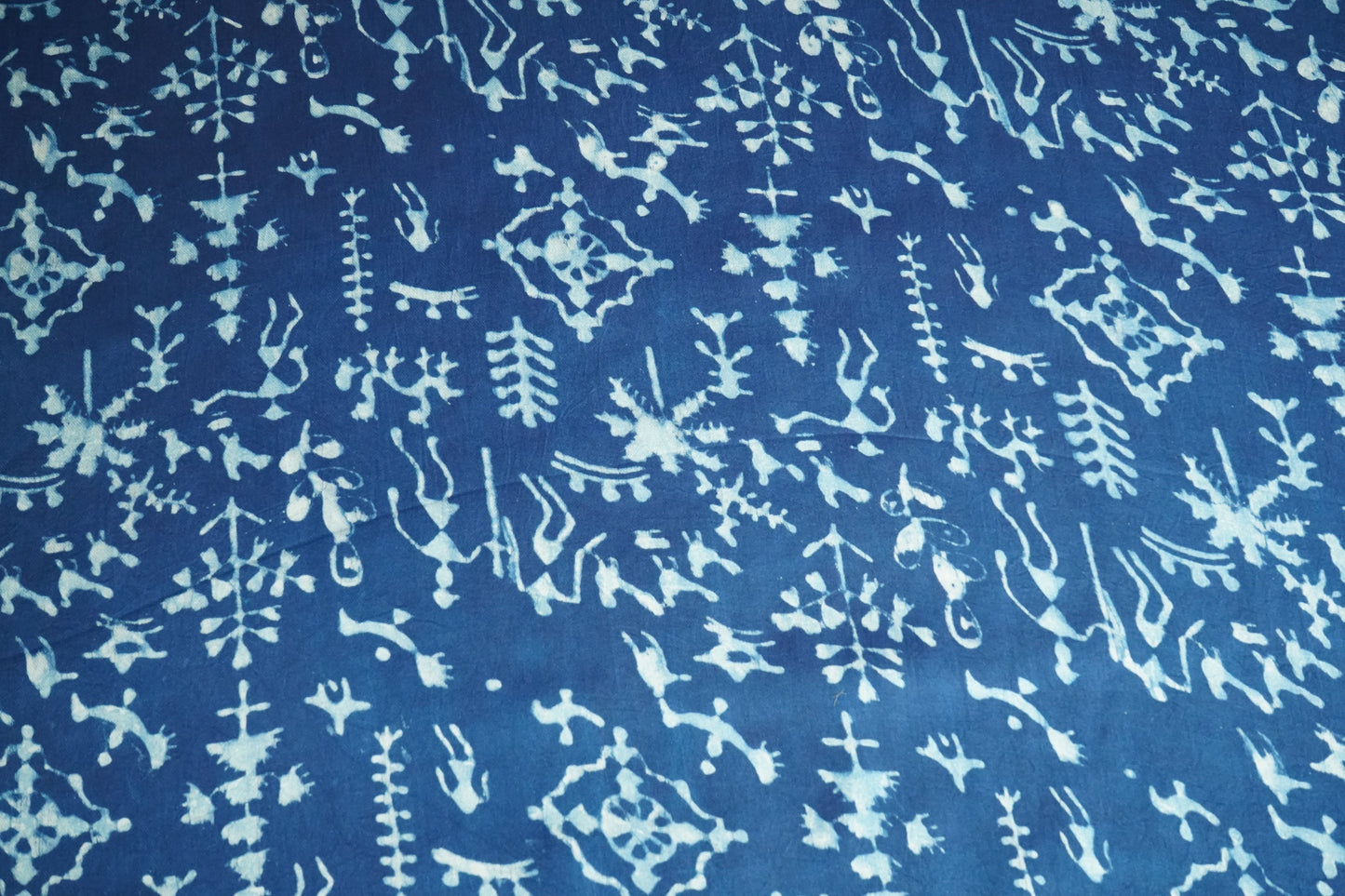 Blue Abstract Ajrakh Print Modal Satin Fabric ASK-24345