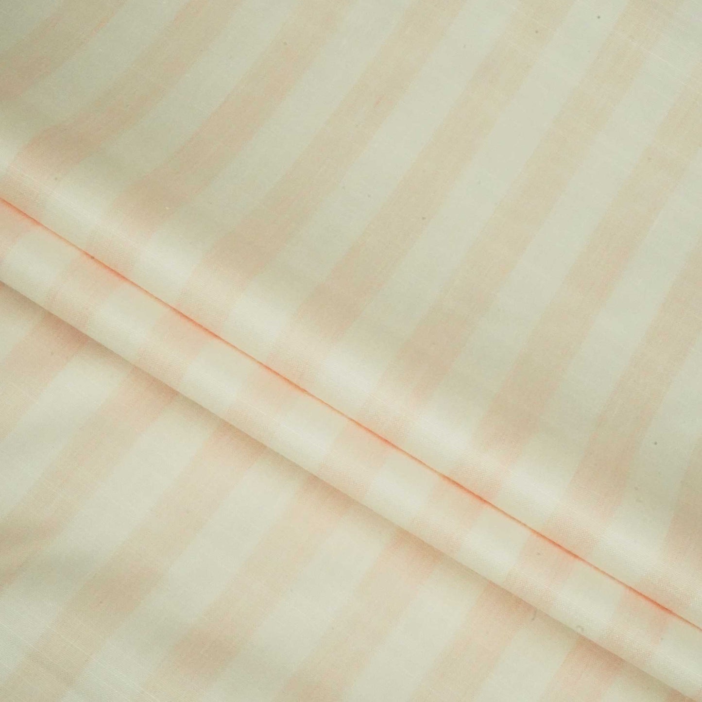 Peach & White Stripes Cotton Linen Fabric RS-24363