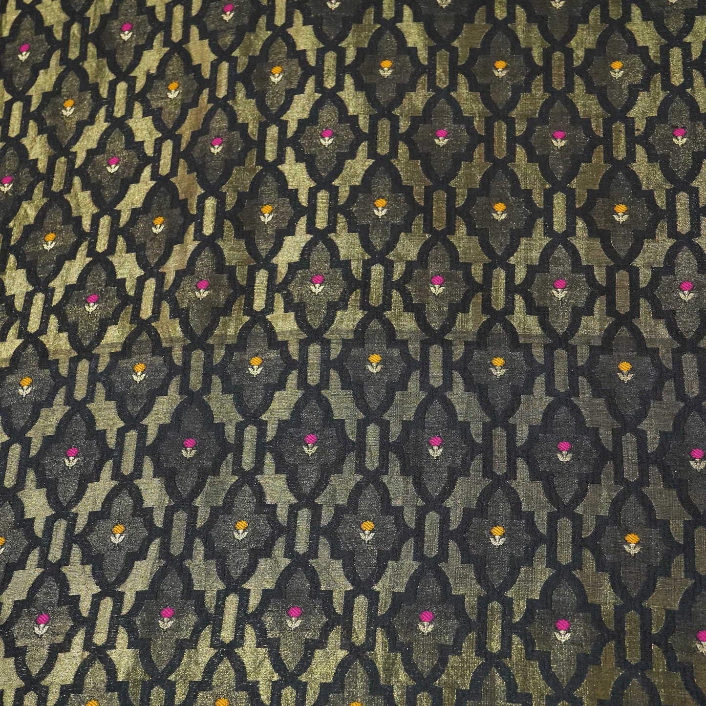 Black Mina Booti Dupian Silk Tissue YF-24379