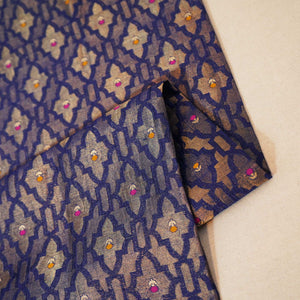 Navy Blue Mina Booti Dupian Silk Tissue YF-24380