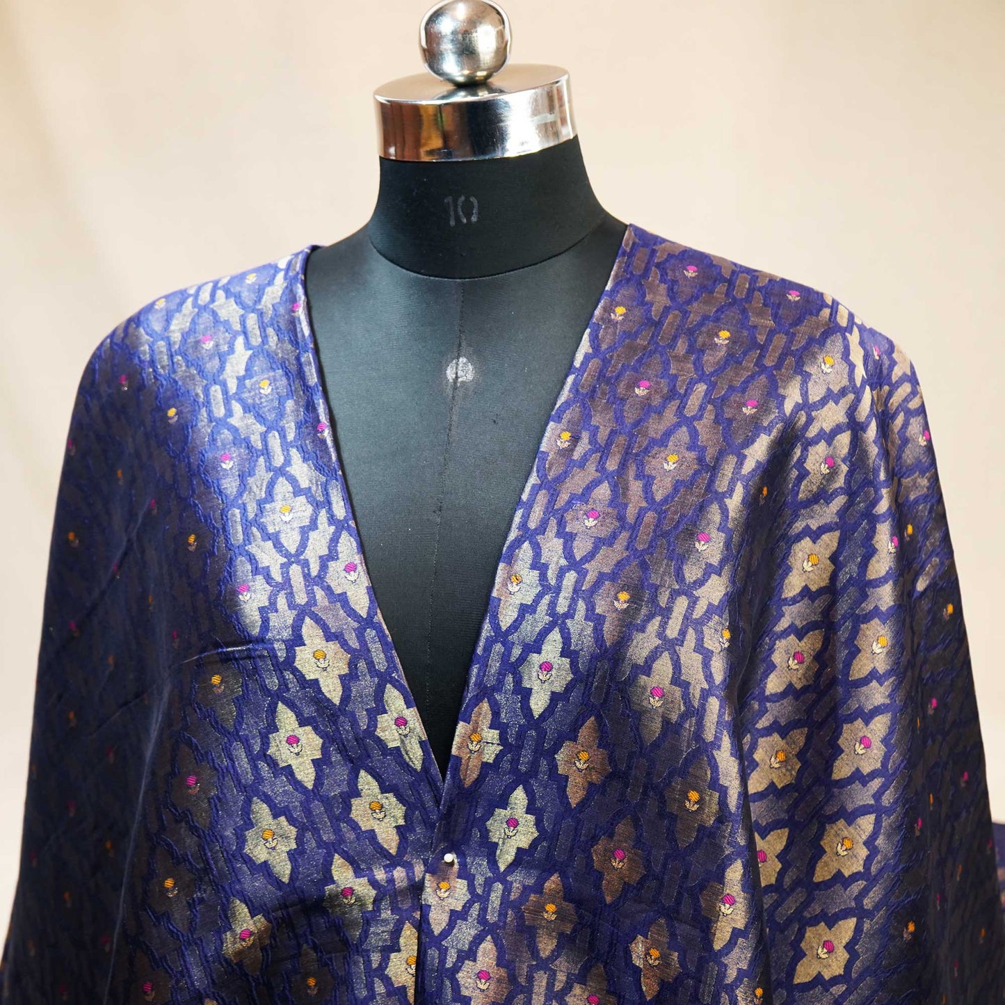 Navy Blue Mina Booti Dupian Silk Tissue YF-24380