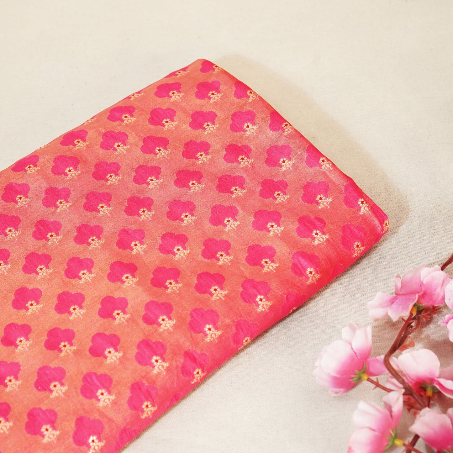 Pink Mina Booti Dupian Silk Tissue YF-24383