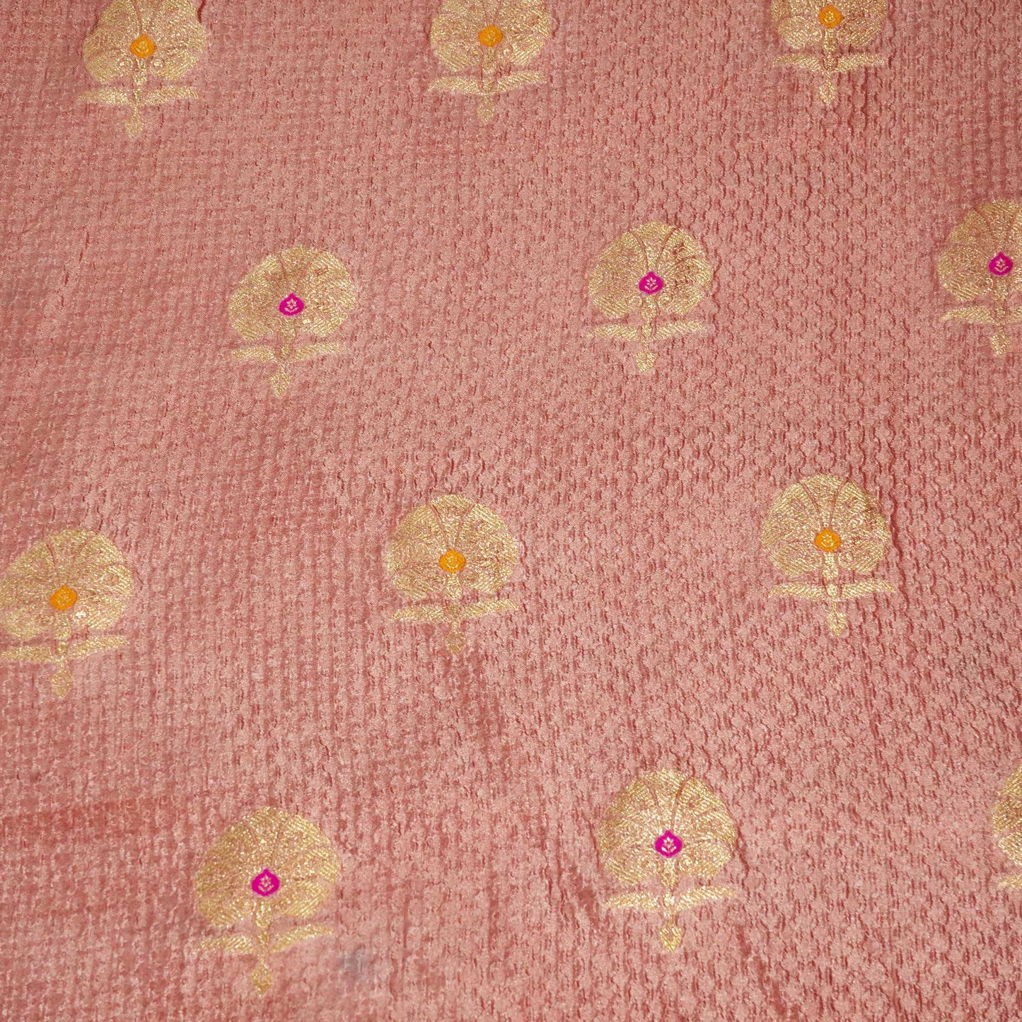 Pink & Golden Mina Booti Texture Dupion Silk YF-24397