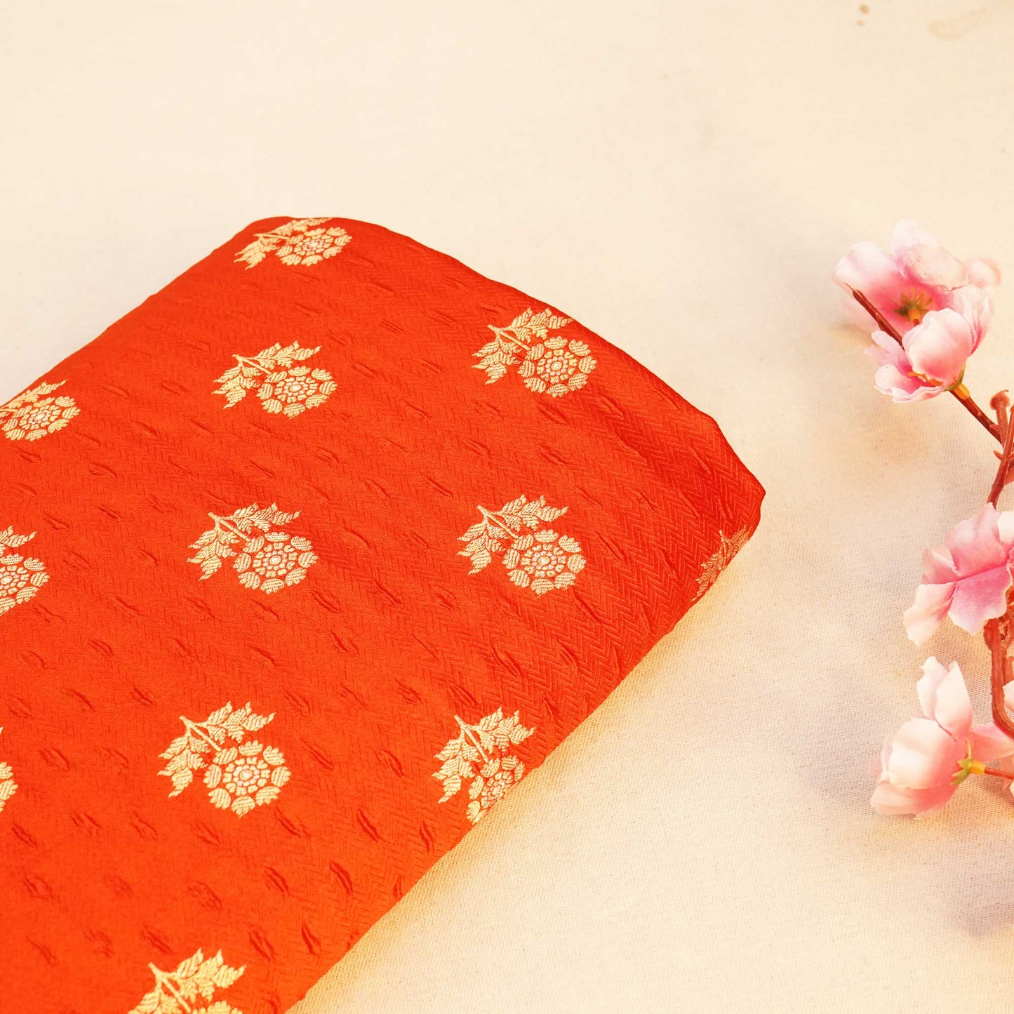 Orange Mina Booti Texture Dupion Silk YF-24399