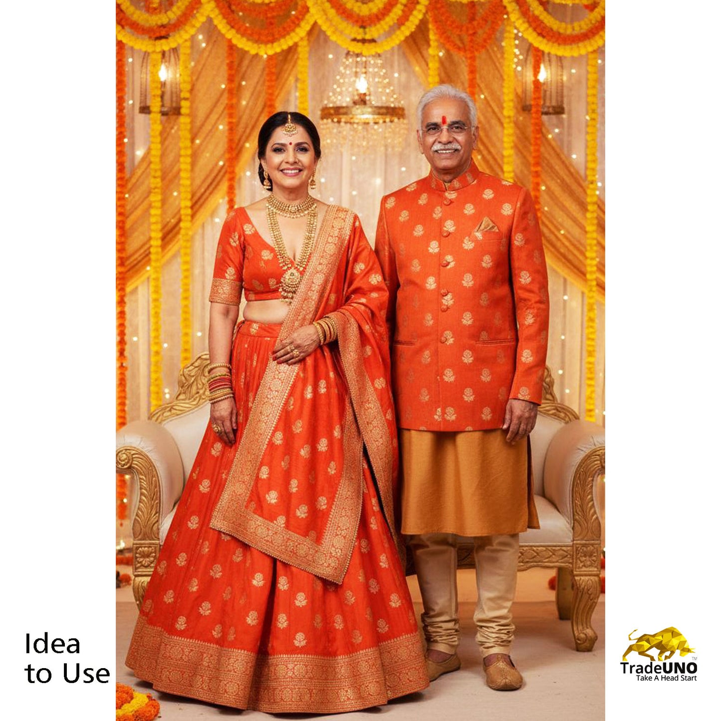 Orange Mina Booti Texture Dupion Silk YF-24399