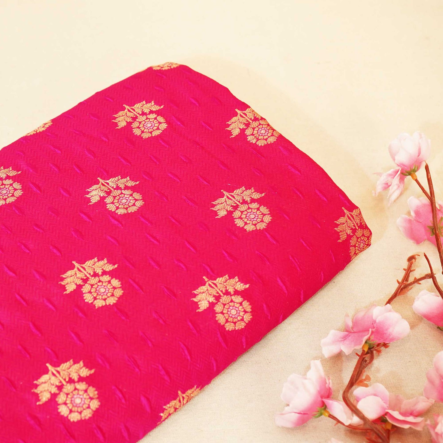 Magenta Mina Booti Texture Dupion Silk YF-24401
