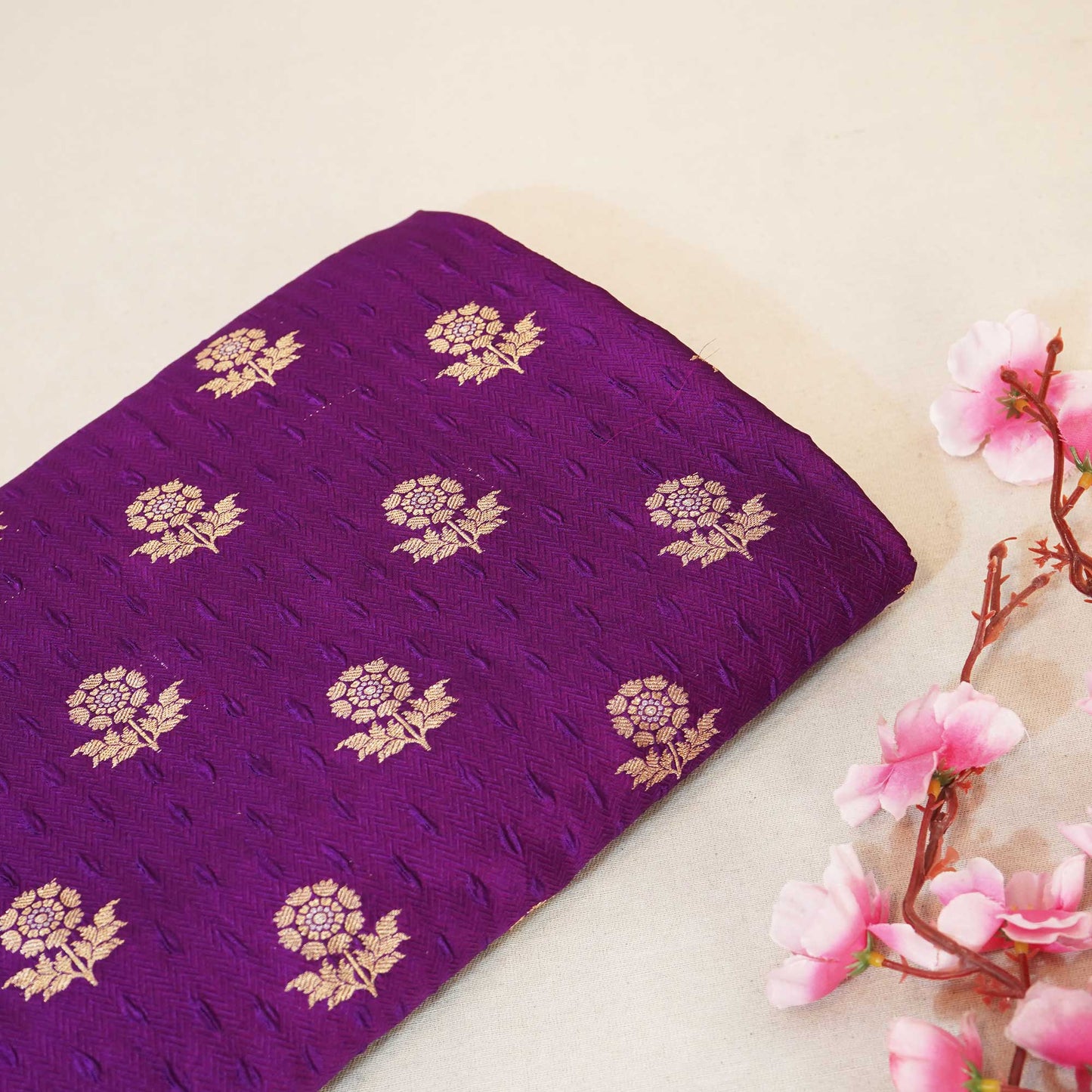 Dark Purple Mina Booti Texture Dupion Silk YF-24406