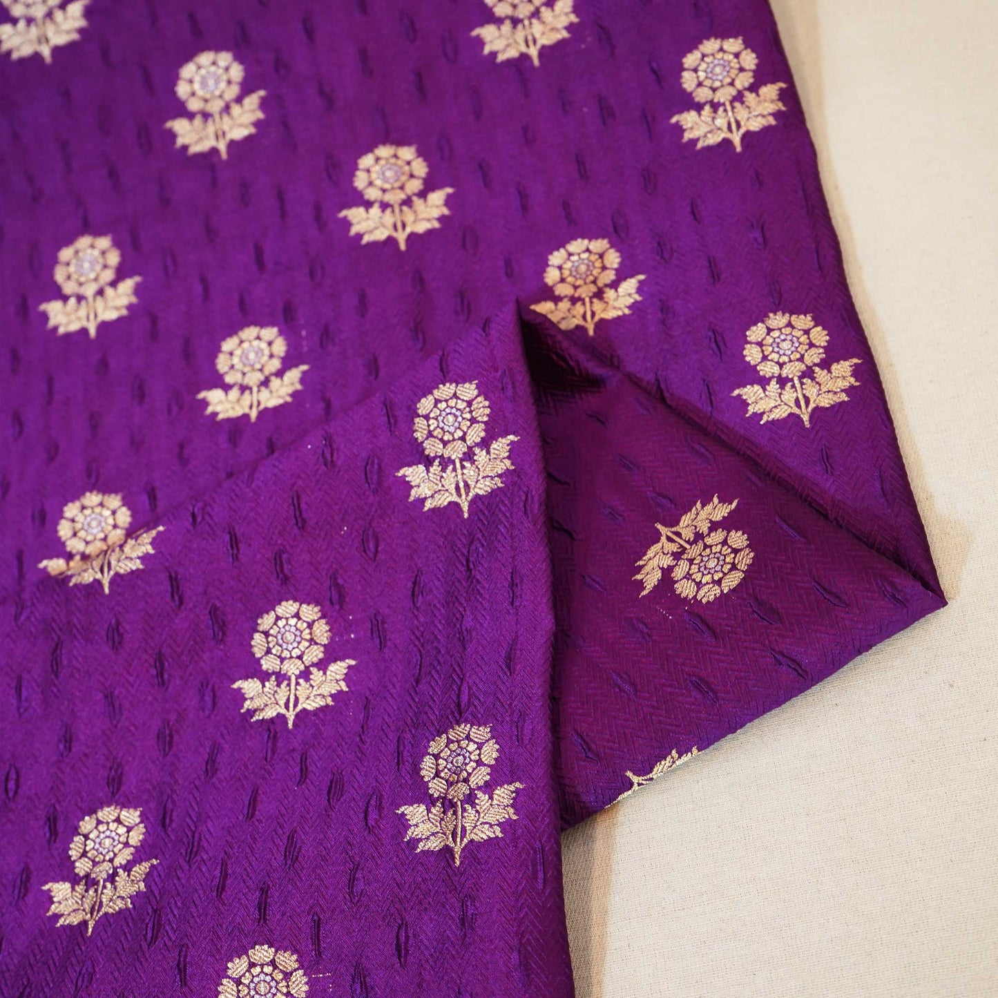 Dark Purple Mina Booti Texture Dupion Silk YF-24406