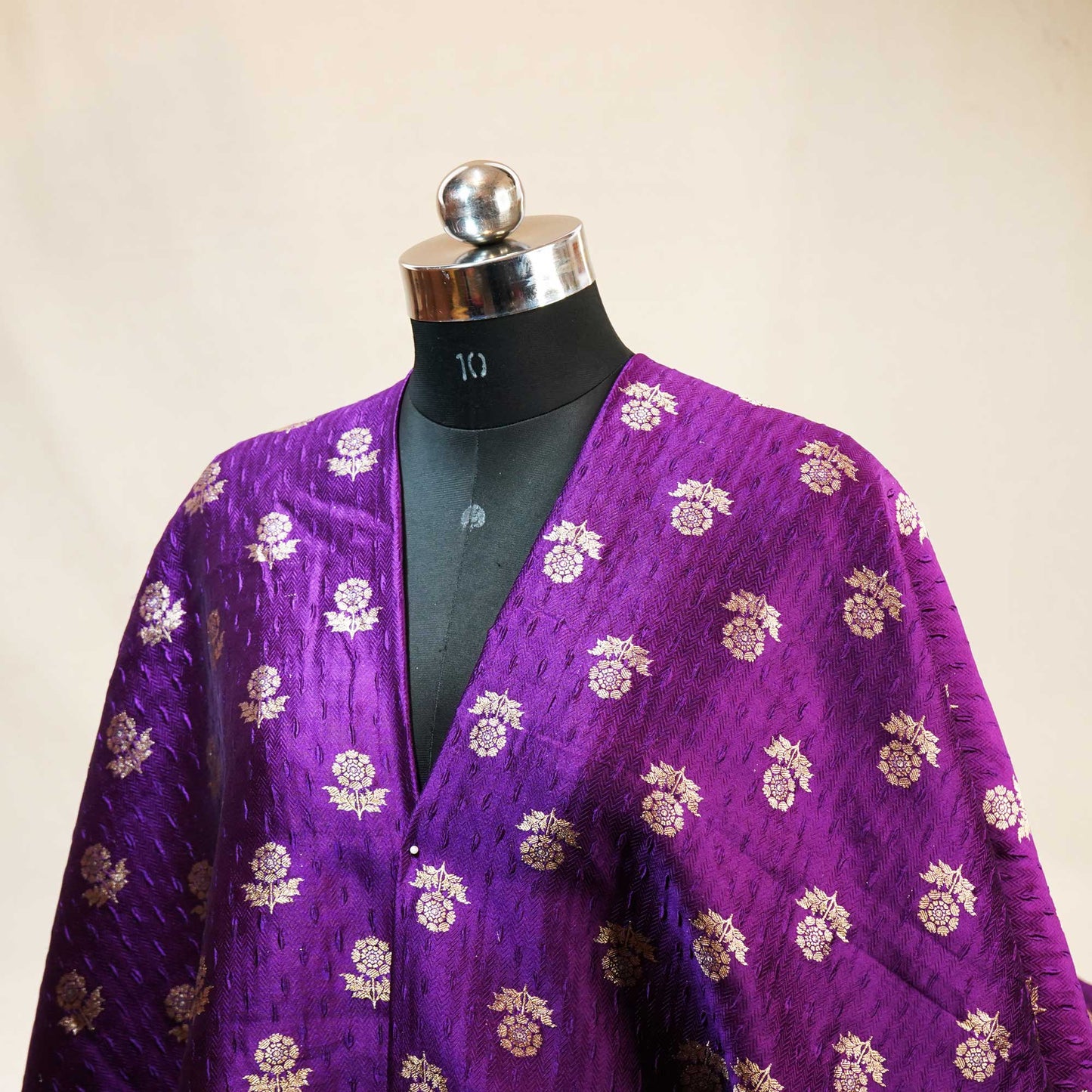 Dark Purple Mina Booti Texture Dupion Silk YF-24406