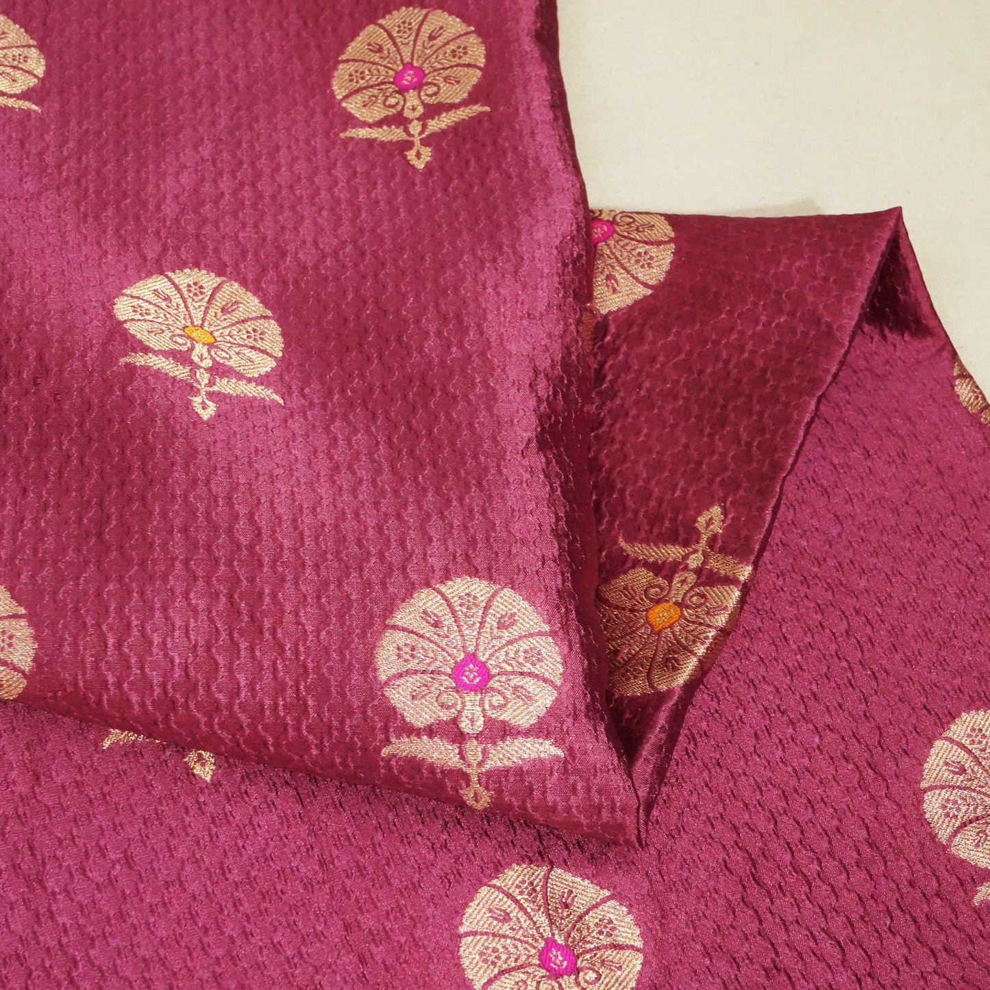 Pink & Brown Mina Booti Texture Dupion Silk YF-24408