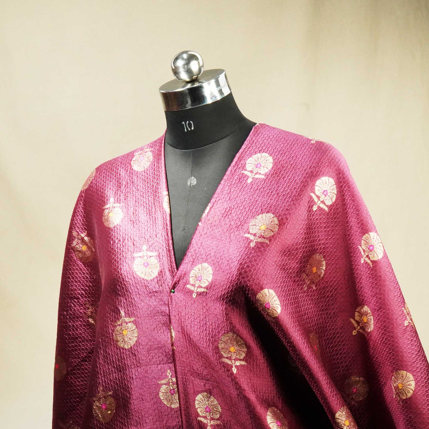 Pink & Brown Mina Booti Texture Dupion Silk YF-24408